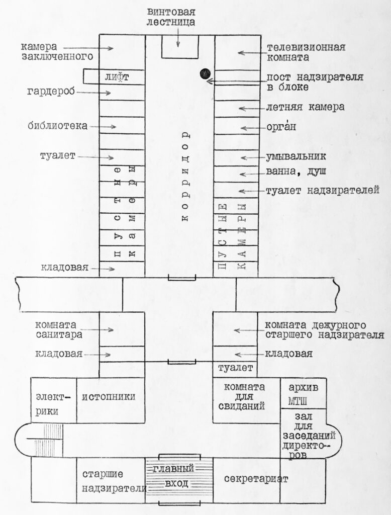 Схема первого этажа и камерного блока МТШ
